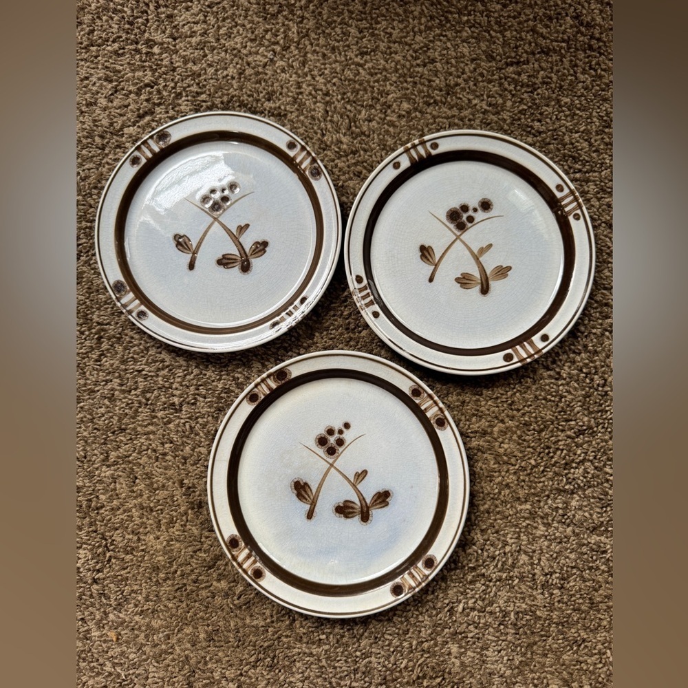 Erin Stone Hand Painted Set of 3 Promise T. 1055 Dessert/Salad Plates